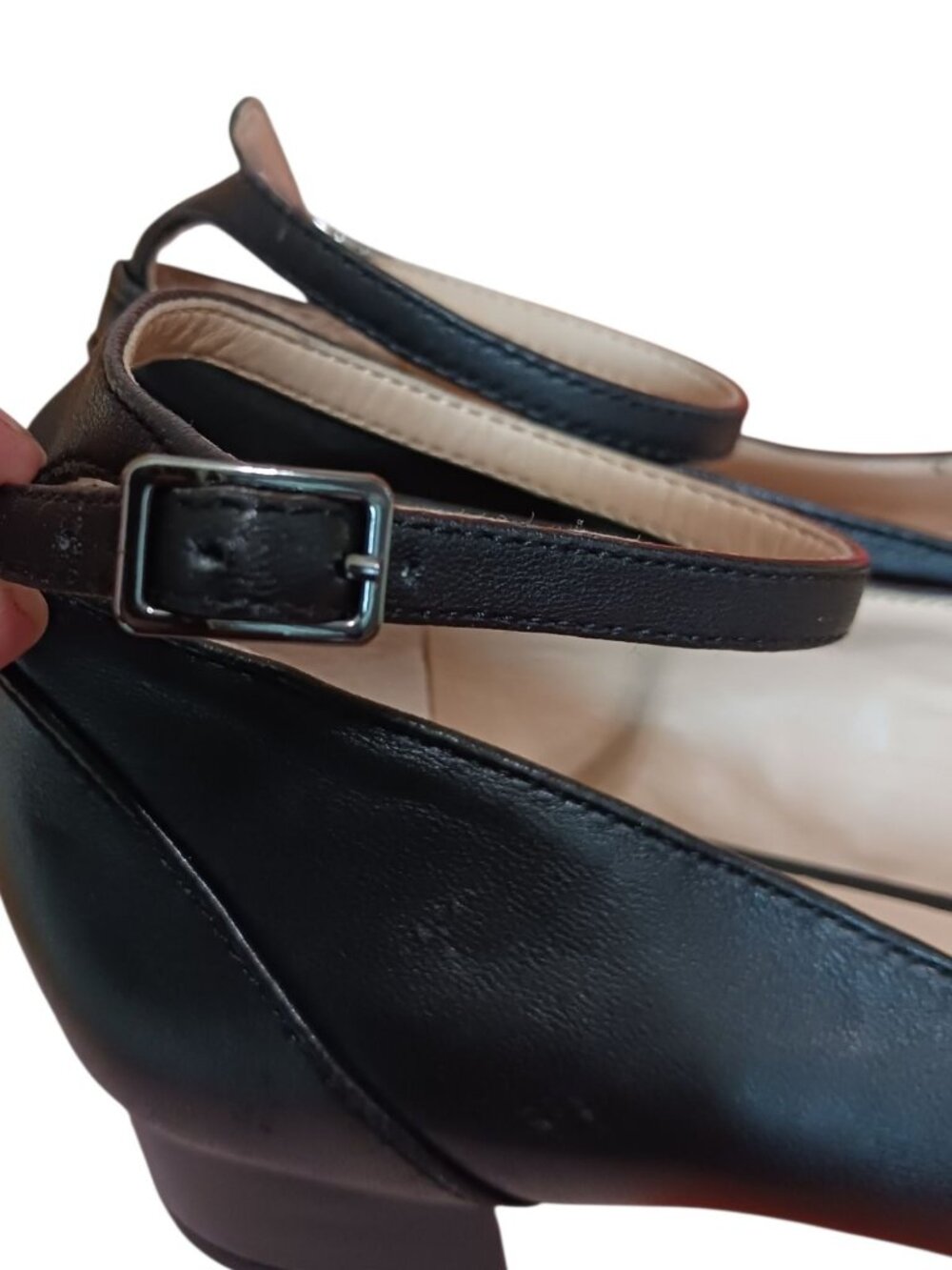 Franco Sarto Leather Pointed-Toe Ankle Strap Low Heel Shoes Size 8 - Picture 10 of 15